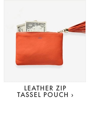 $49 - LEATHER ZIP TASSEL POUCH