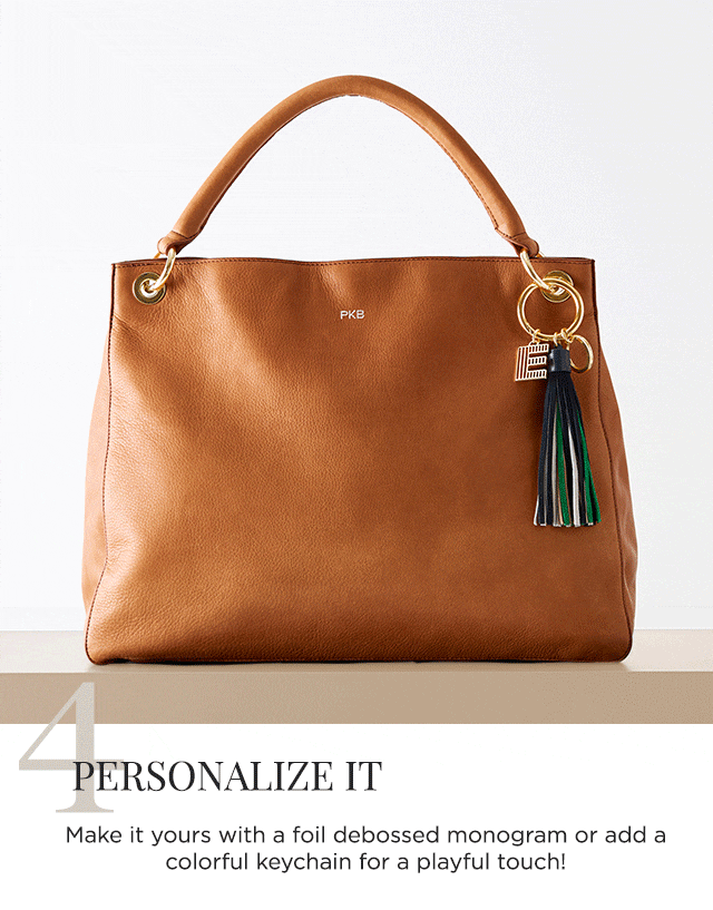3. PERSONALIZE IT - Make it yours with a foil debossed monogram or add a colorful keychain for a playful touch!