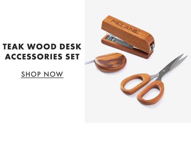 TEAK WOOD DESK ACCESSORIES SET - SHOP NOW