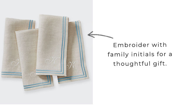 Embroider with family initials for a thoughtful gift.