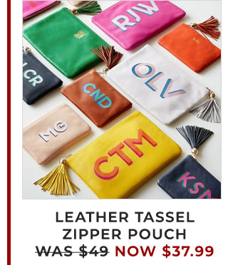 LEATHER TASSEL ZIPPER POUCH - WAS $49 - NOW $37.99