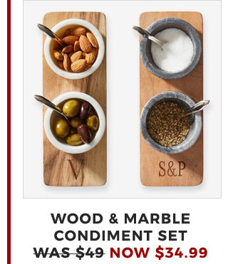 WOOD & MARBLE CONDIMENT SET - WAS $49 - NOW $34.99