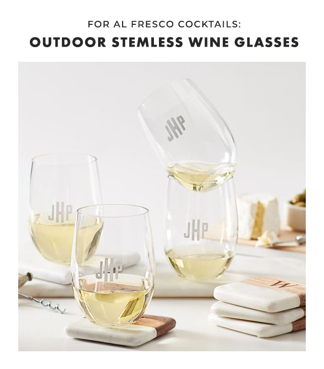 FOR AL FRESCO COCKTAILS: OUTDOOR STEMLESS WINE GLASSES