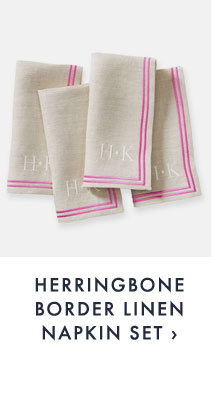HERRINGBONE BORDER LINEN NAPKIN SET ›