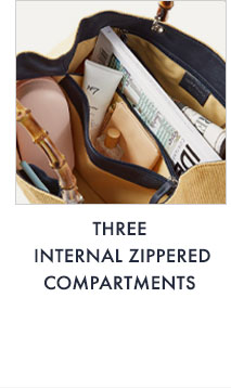 THREE INTERNAL ZIPPERED COMPARTMENTS 