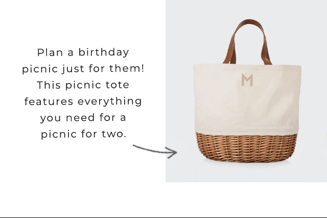 Plan a birthday picnic just for them! This picnic tote features everything you need for a picnic for two.