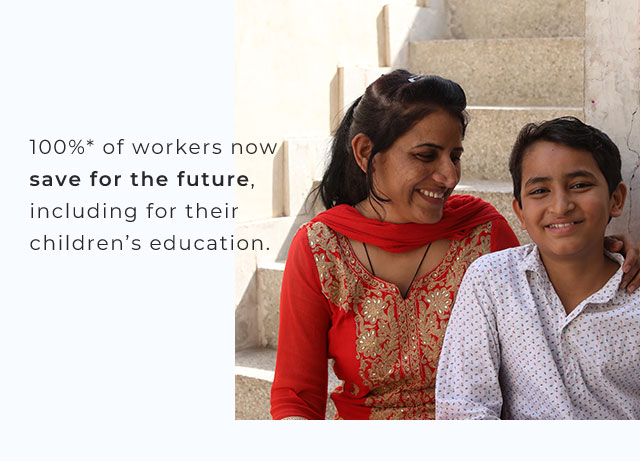 100%* of workers now save for the future, including for their children’s education.