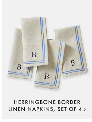 HERRINGBONE BORDER LINEN NAPKINS, SET OF 4 ›