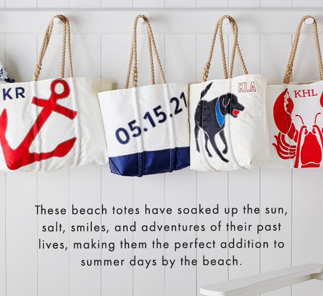 These beach totes have soaked up the sun, salt, smiles, and adventures of their past lives, making them the perfect addition to summer days by the beach.
