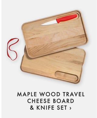 MAPLE WOOD TRAVEL CHEESE BOARD & KNIFE SET ›
