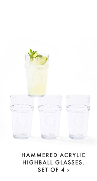 HAMMERED ACRYLIC HIGHBALL GLASSES, SET OF 4 ›