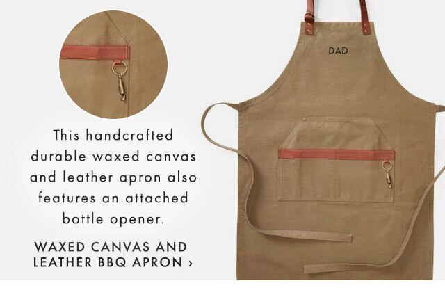 This handcrafted durable waxed canvas and leather apron also features an attached bottle opener. - WAXED CANVAS AND LEATHER BBQ APRON ›
