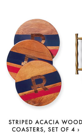 STRIPED ACACIA WOOD COASTERS, SET OF 4 ›