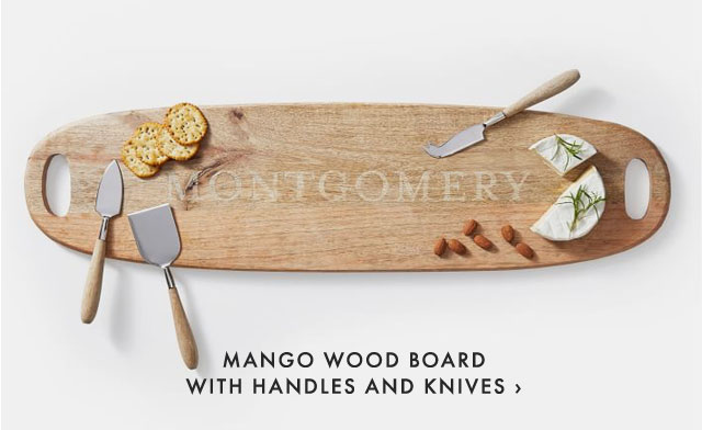 MANGO WOOD BOARD WITH HANDLES AND KNIVES ›