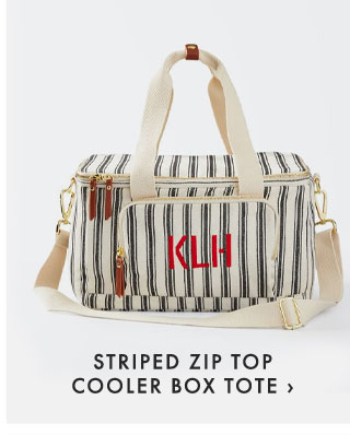 STRIPED ZIP TOP COOLER BOX TOTE ›