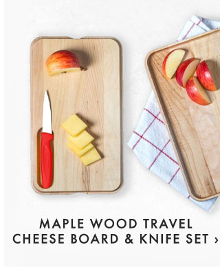 MAPLE WOOD TRAVEL CHEESE BOARD & KNIFE SET ›