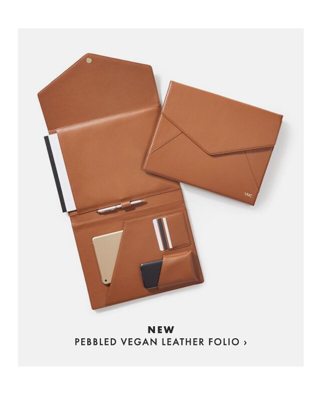 NEW - PEBBLED VEGAN LEATHER FOLIO ›