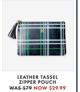 LEATHER TASSEL ZIPPER POUCH - WAS $79 NOW $29.99
