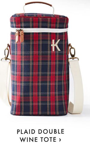 PLAID DOUBLE WINE TOTE ›