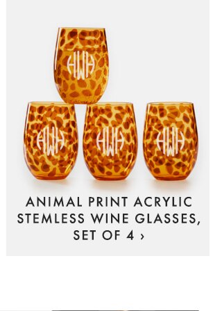 ANIMAL PRINT ACRYLIC STEMLESS WINE GLASSES, SET OF 4 ›