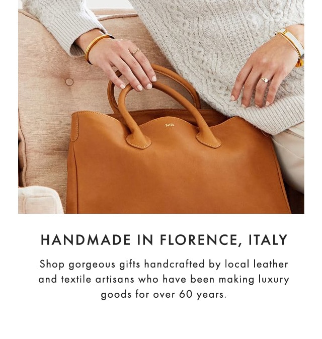 HANDMADE IN FLORENCE, ITALY - Shop gorgeous gifts handcrafted by local leather and textile artisans who have been making luxury goods for over 60 years. 