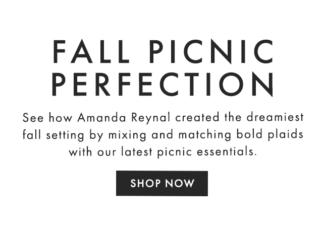 FALL PICNIC PERFECTION - See how Amanda Reynal created the dreamiest fall setting by mixing and matching bold plaids with our latest picnic essentials. - SHOP NOW