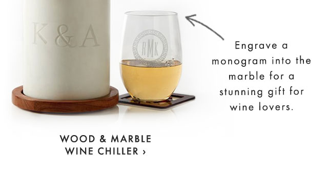 Engrave a monogram into the marble for a stunning gift for wine lovers. - WOOD & MARBLE WINE CHILLER ›