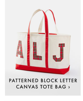 PATTERNED BLOCK LETTER CANVAS TOTE BAG ›