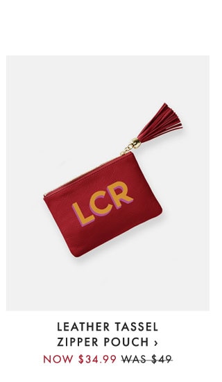 LEATHER TASSEL ZIPPER POUCH › NOW $34.99 - WAS $49