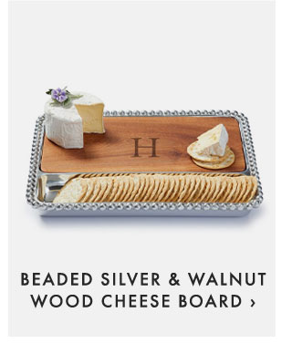 BEADED SILVER & WALNUT WOOD CHEESE BOARD ›
