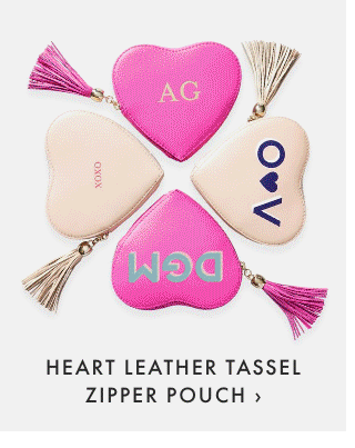 HEART LEATHER TASSEL ZIPPER POUCH ›
