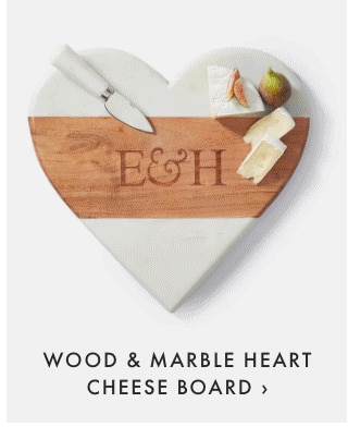 WOOD & MARBLE HEART CHEESE BOARD ›