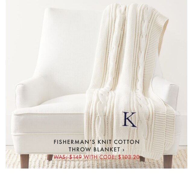 FISHERMAN’S KNIT COTTON THROW BLANKET › WAS: $149 WITH CODE: $103.20