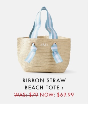 RIBBON STRAW BEACH TOTE › WAS: $79 NOW: $69.99