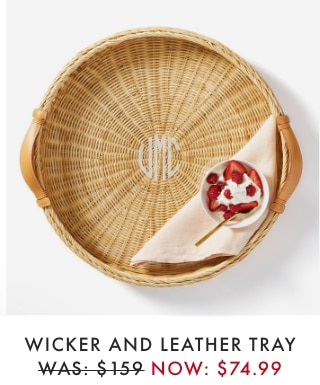 WICKER AND LEATHER TRAY - WAS: $159 - NOW: $74.99