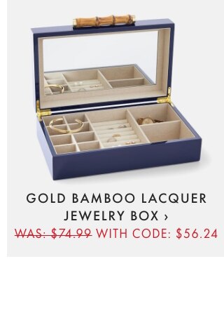 GOLD BAMBOO LACQUER JEWELRY BOX › WAS: $74.99 - WITH CODE: $56.24