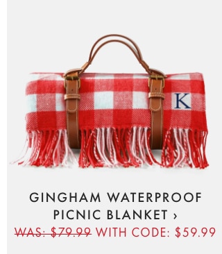 GINGHAM WATERPROOF PICNIC BLANKET › WAS: $79.99 - WITH CODE: $59.99