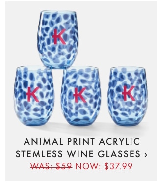 ANIMAL PRINT ACRYLIC STEMLESS WINE GLASSES › - WAS: $59 - NOW: $37.99