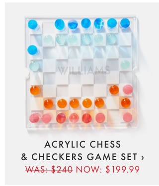 ACRYLIC CHESS & CHECKERS GAME SET › - WAS: $240 - NOW: $199.99