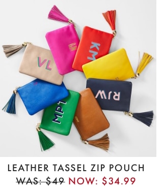 LEATHER TASSEL ZIP POUCH - WAS: $49 NOW: $34.99