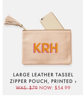 LARGE LEATHER TASSEL ZIPPER POUCH, PRINTED › - WAS: $79 NOW: $54.99