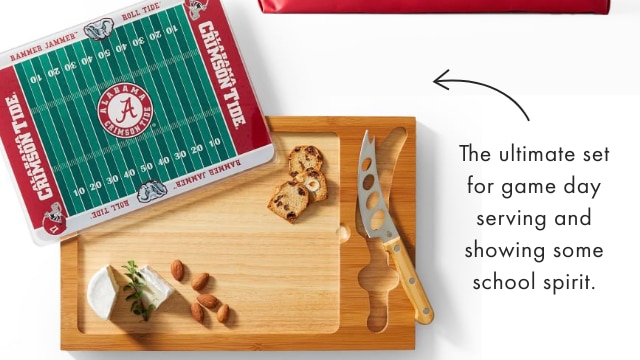 The ultimate set for game day serving and showing some school spirit.