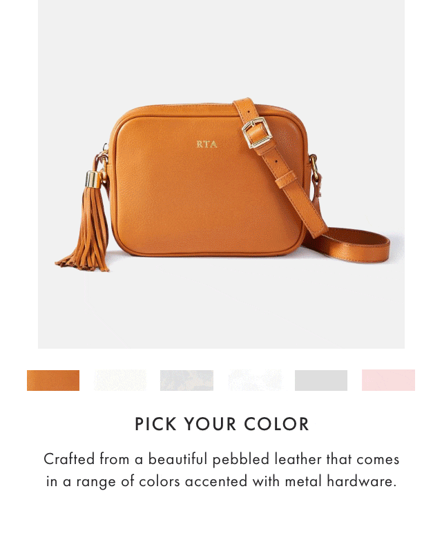 PICK YOUR COLOR - Crafted from a beautiful pebbled leather that comes in a range of colors accented with metal hardware.