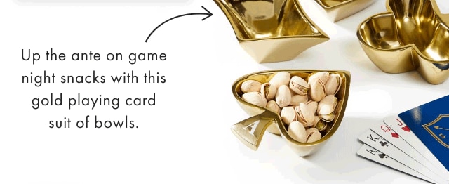 Serve up candies, nuts and treats of any type in these lustrous gold snack dishes.
