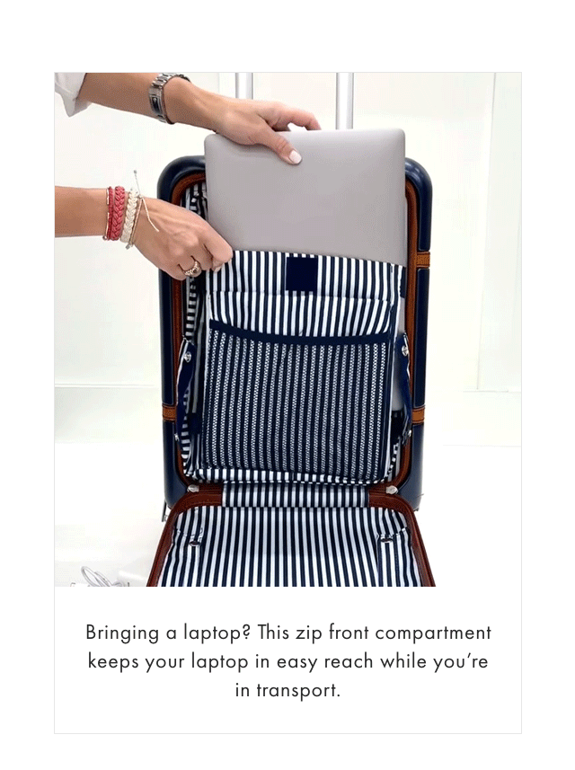 Bringing a laptop? This zip front compartment keeps your laptop in easy reach while you’re in transport.