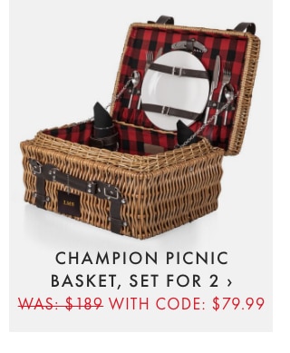 CHAMPION PICNIC BASKET, SET FOR 2 › WAS: $189 WITH CODE: $79.99