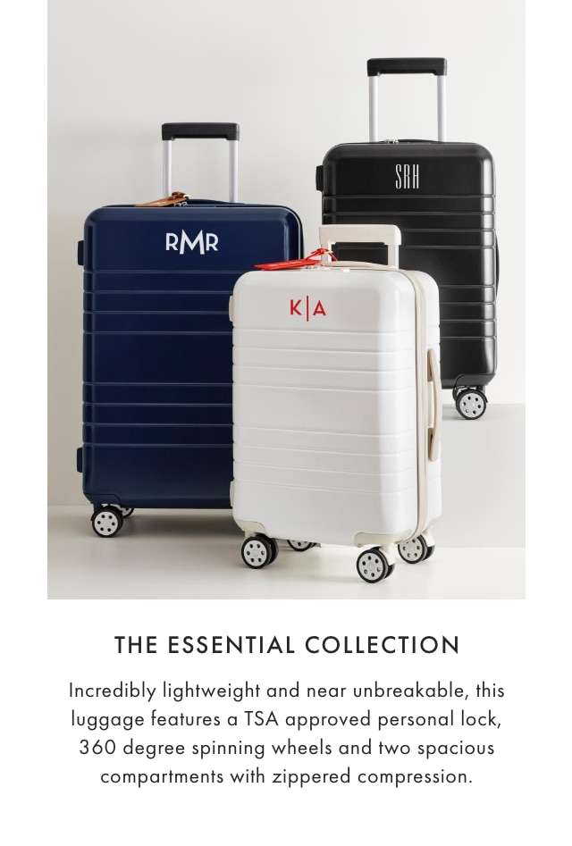 THE ESSENTIAL COLLECTION: Incredibly lightweight and near unbreakable, this luggage features a TSA approved personal lock, 360 degree spinning wheels and two spacious compartments with zippered compression.