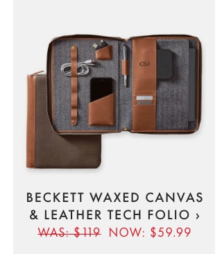 BECKETT WAXED CANVAS & LEATHER TECH FOLIO › WAS: $119 NOW: $59.99