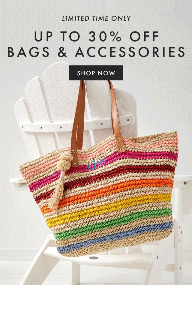 LIMITED TIME ONLY - UP TO 30% OFF BAGS & ACCESSORIES - SHOP NOW