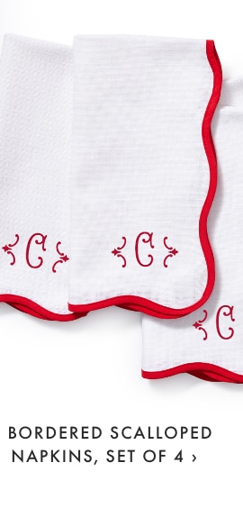 BORDERED SCALLOPED NAPKINS, SET OF 4 ›